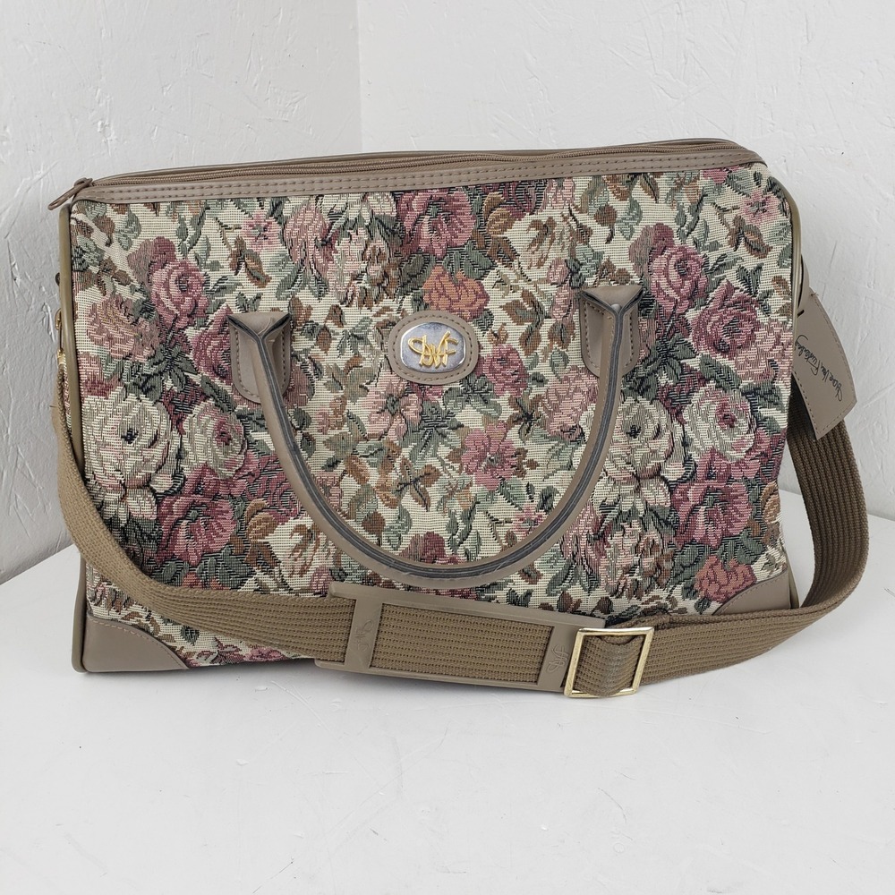 Diane von Furstenberg DVF Floral Tapestry Travel Bag Weekender Duffel Luggage